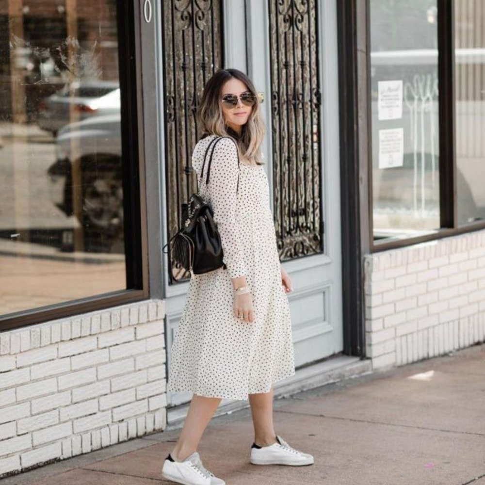 Smocked Ruffle-Shoulder Midi Dress
